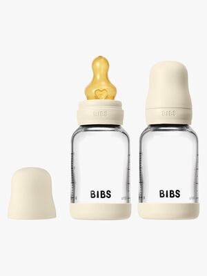 BIBS Slow Flow Glas Nappflaska Latex 2-Pack 120 ml, Ivory