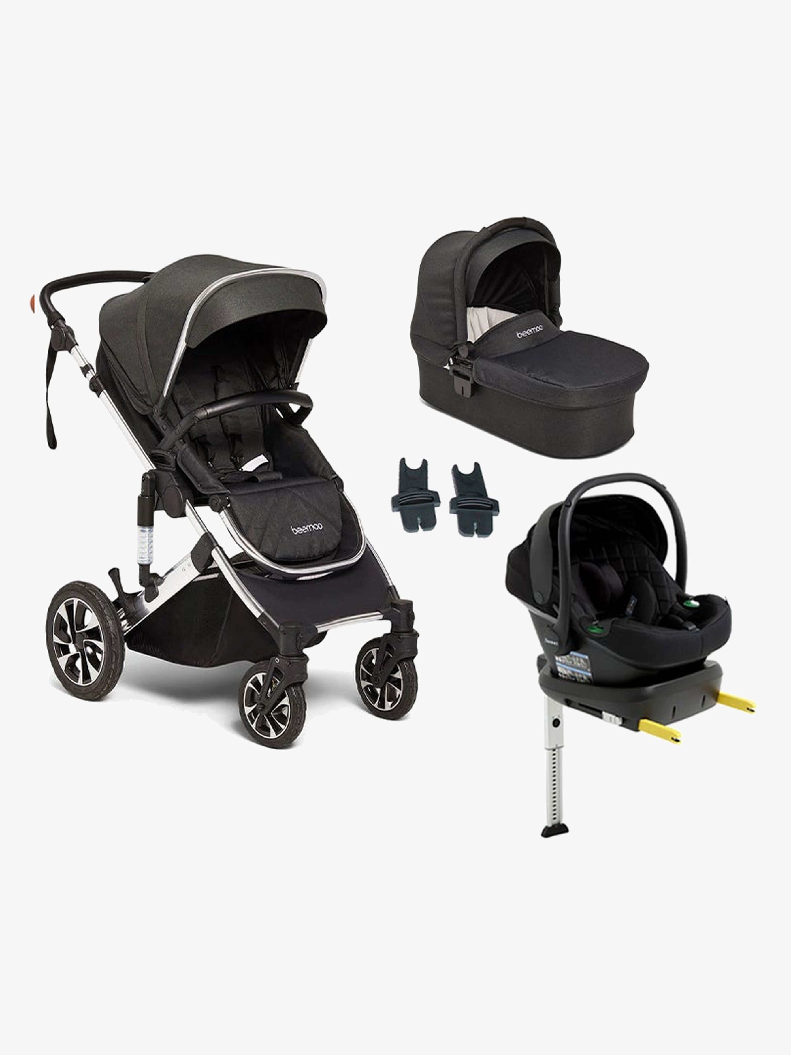 Beemoo Maxi 4 Duovagn Inkl. Beemoo Route Babyskydd &  Bas, Black Silver/Black Stone