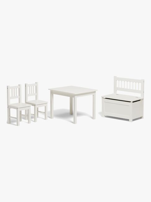 Alice & Fox LOVIS Bord och Stolar + Soffa med Förvaring, Vit