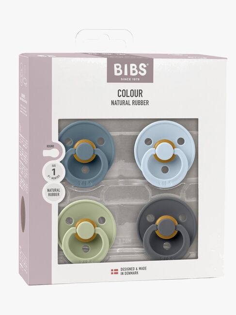 BIBS Colour Napp 4-Pack Latex Stl 1, Petrol/Sage/Baby Blue/Iron