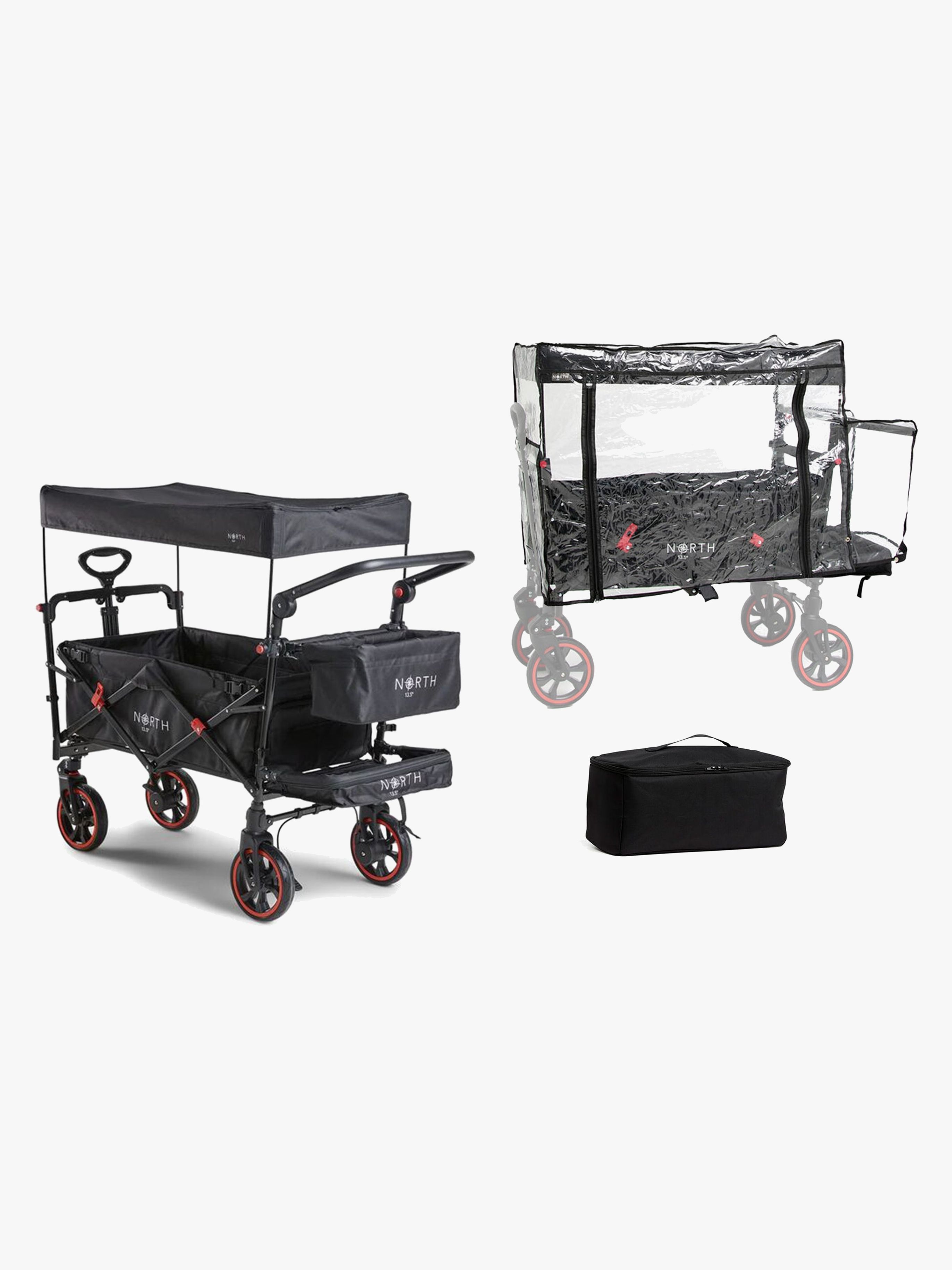 North 13.5 Transporter Skrinda Inkl. Regnskydd &  Kylväska, Black/Grey