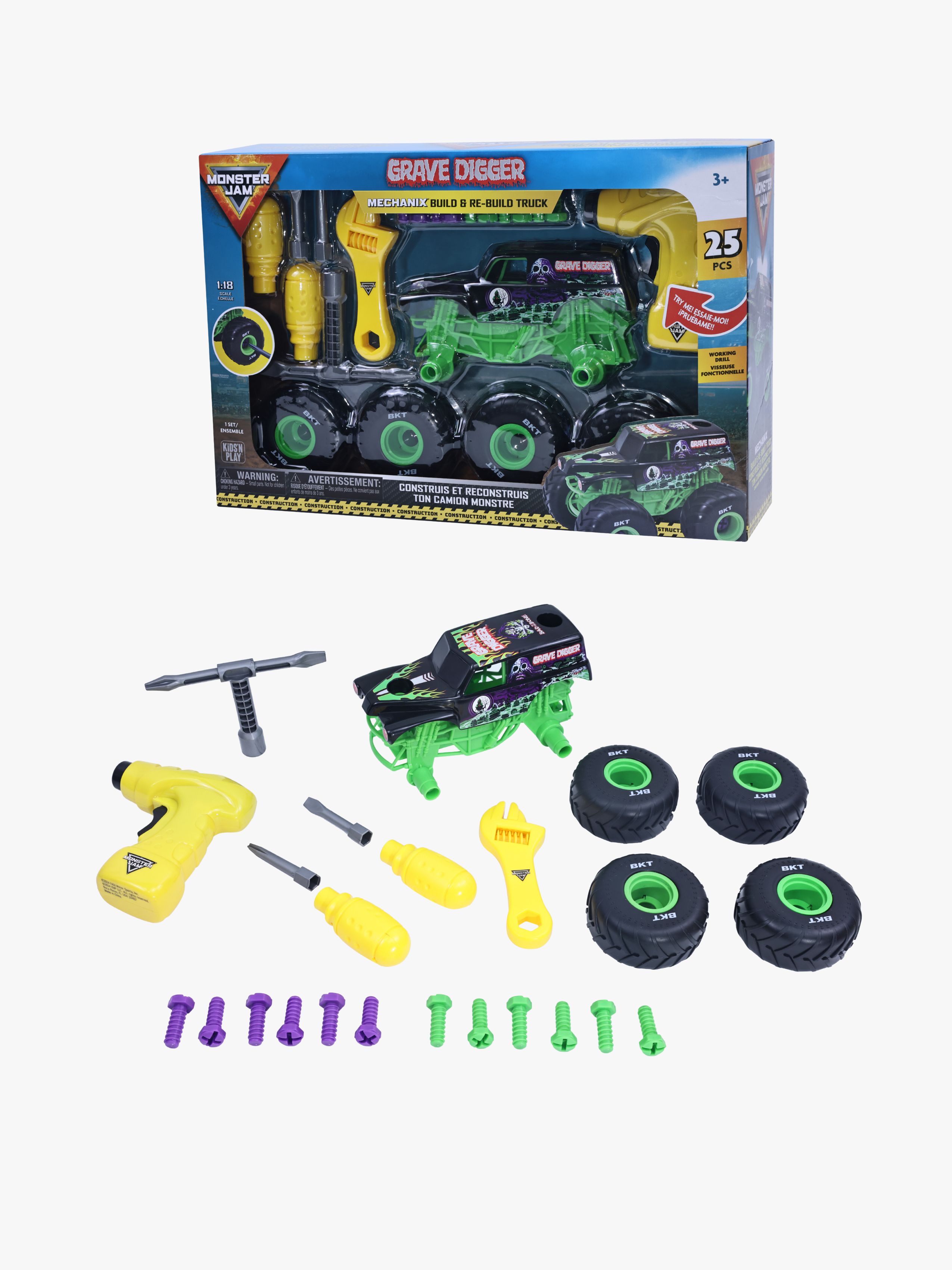 Monster Jam Mechanix Build N ReBuild Grave Digger Bil 1:18