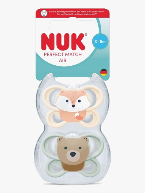 NUK Perfect Match Air Napp 2-Pack Stl 1, Fox/Bear