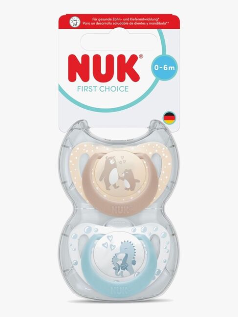 NUK First Choice Classic Napp 2-Pack Stl 1, Bear/Seahorse