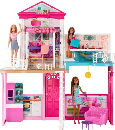 Barbie Poolhus med 3 dockor