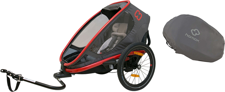 Hamax Outback One Reclining Cykelvagn 2019 inkl. Förvaringsöverdrag, Red/Charcoal