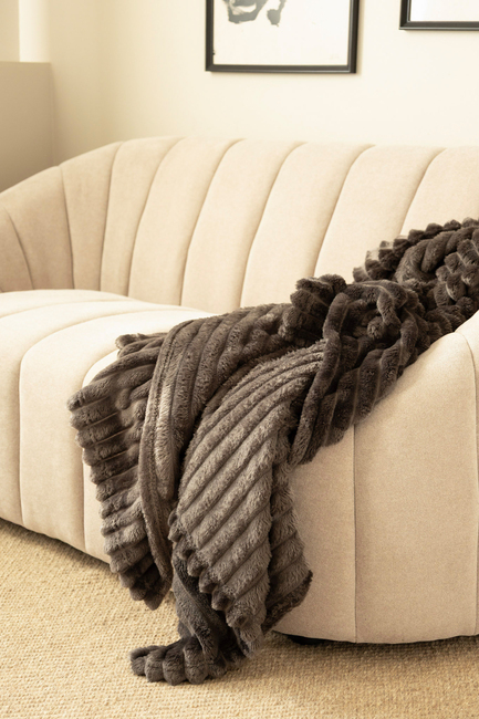KMCarpets Stripe Pläd 130x170, Grafitgrå