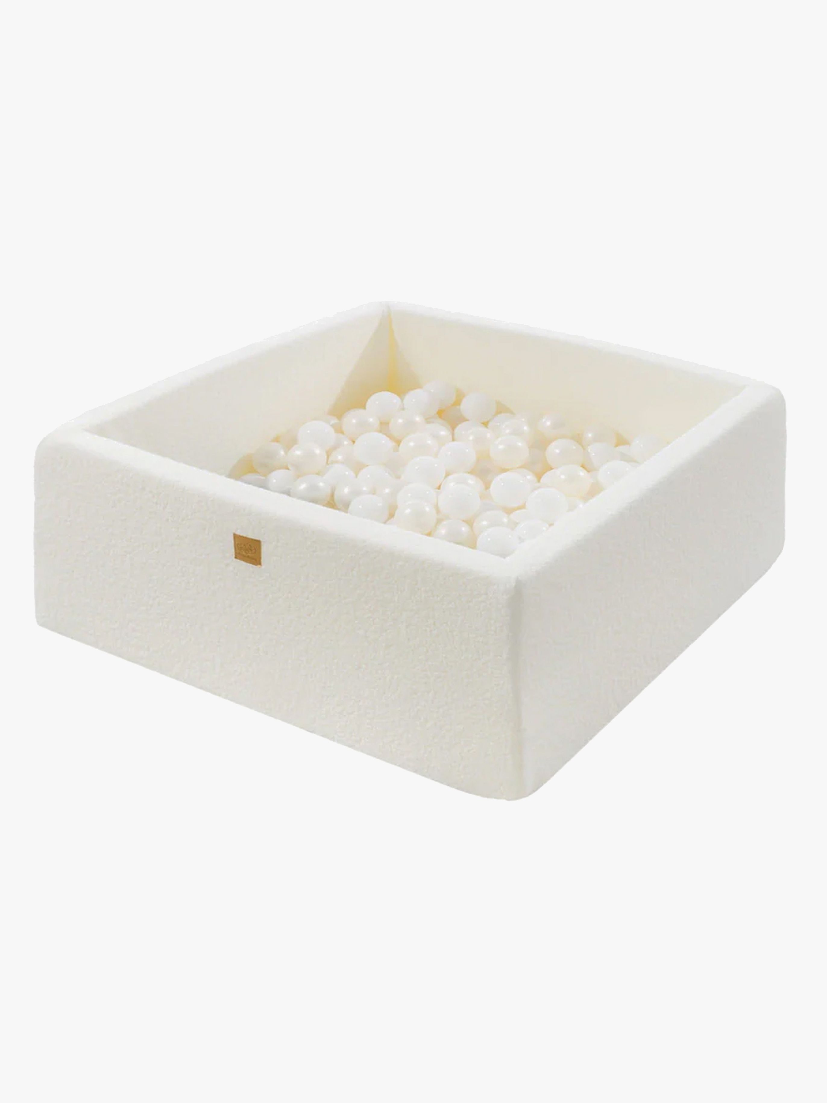 MeowBaby Boucle Square Bollhav, White/White Pearl