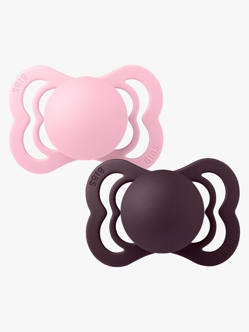 BIBS Supreme Napp 2-Pack Silikon Stl 1 Symmetrisk, Baby Pink/Plum