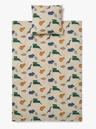 LIEWOOD Ingeborg Bäddset 100x135 Spjälsäng, Dinosaurs/Mist