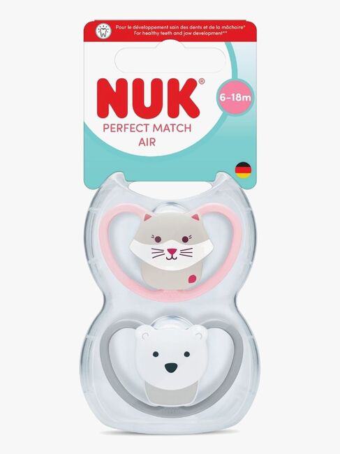 NUK Perfect Match Air Napp 2-Pack Stl 2, Cat/Polarbear