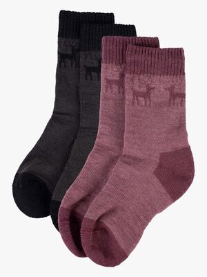 Lindberg Taska Socken Merinomix 2er-Pack, Anthracite/Rose