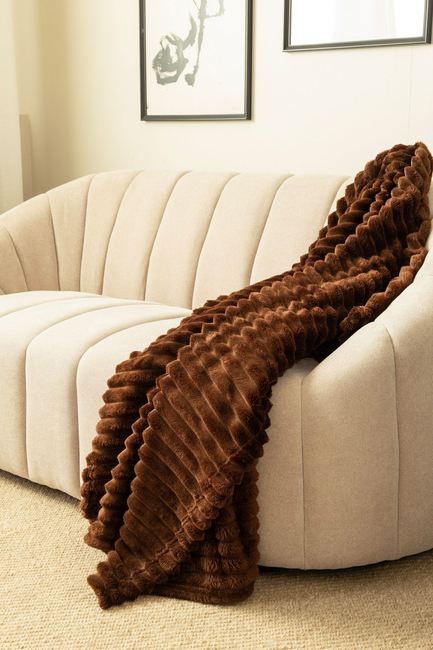 KMCarpets Stripe Pläd 130x170, Brun