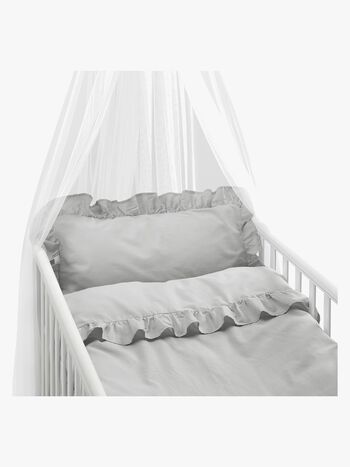 Borganäs Bäddset Spjälsäng Volang 130x100, Grå