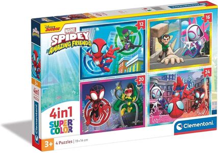 Clementoni Spidey and His Amazing Friends Super Color Pussel 4-i-1