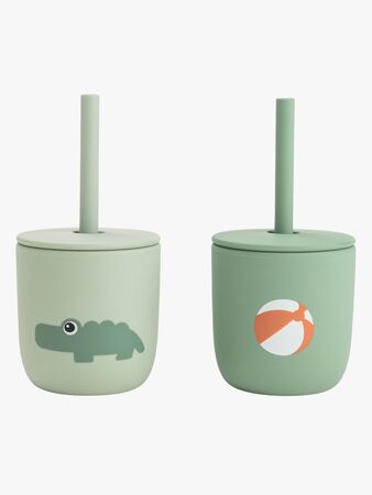 Done By Deer Playground Sugrörsmugg Silikon 2-Pack, Green