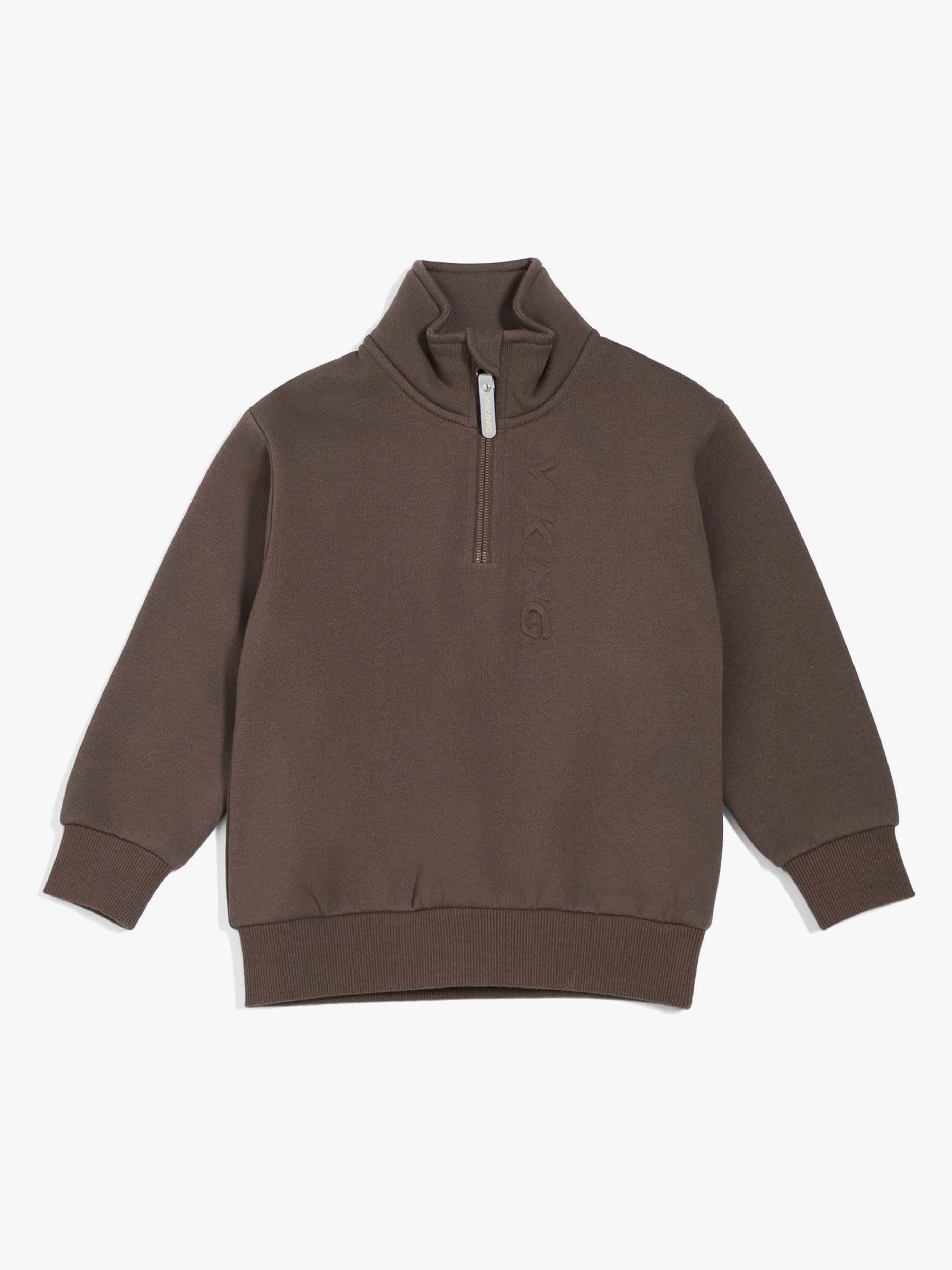 Viking X Kenza Sweatshirt Med Zip, Dark Brown, 140