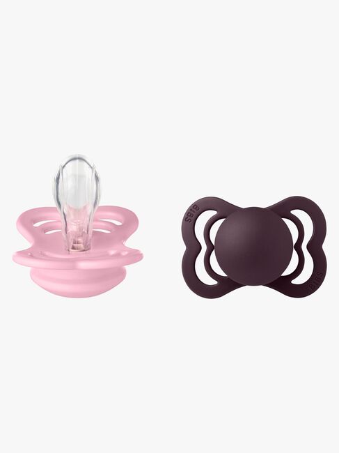 BIBS Supreme Napp 2-Pack Silikon Stl 1 Symmetrisk, Baby Pink/Plum