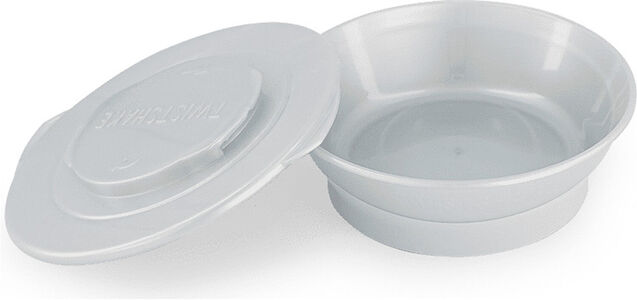 Twistshake Divided Plate with Lid, Silver