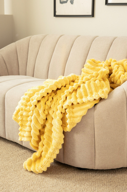 KMCarpets Stripe Pläd 130x170, Gul