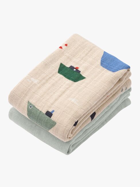 LIEWOOD Lewis Muslinfilt 2-Pack, Sailing/Dove blue mix