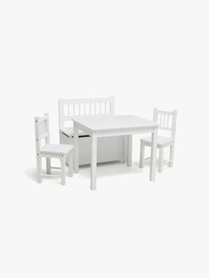 Alice & Fox LOVIS Bord & Stole + Sofa med Opbevaring, Hvid