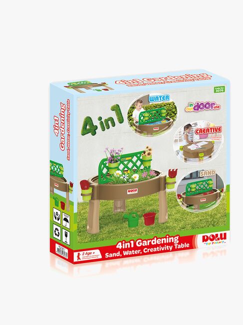 Dolu Gardening, Sand, Water, Creativity 4-i-1 Lekbord, Brun