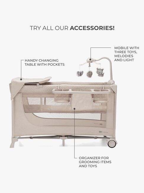 Kinderkraft JOY 2 Resesäng med Tillbehör, Beige