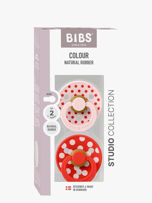 BIBS Studio Colour Polka Napp 2-Pack Latex Stl 2, Blossom/Candy Apple