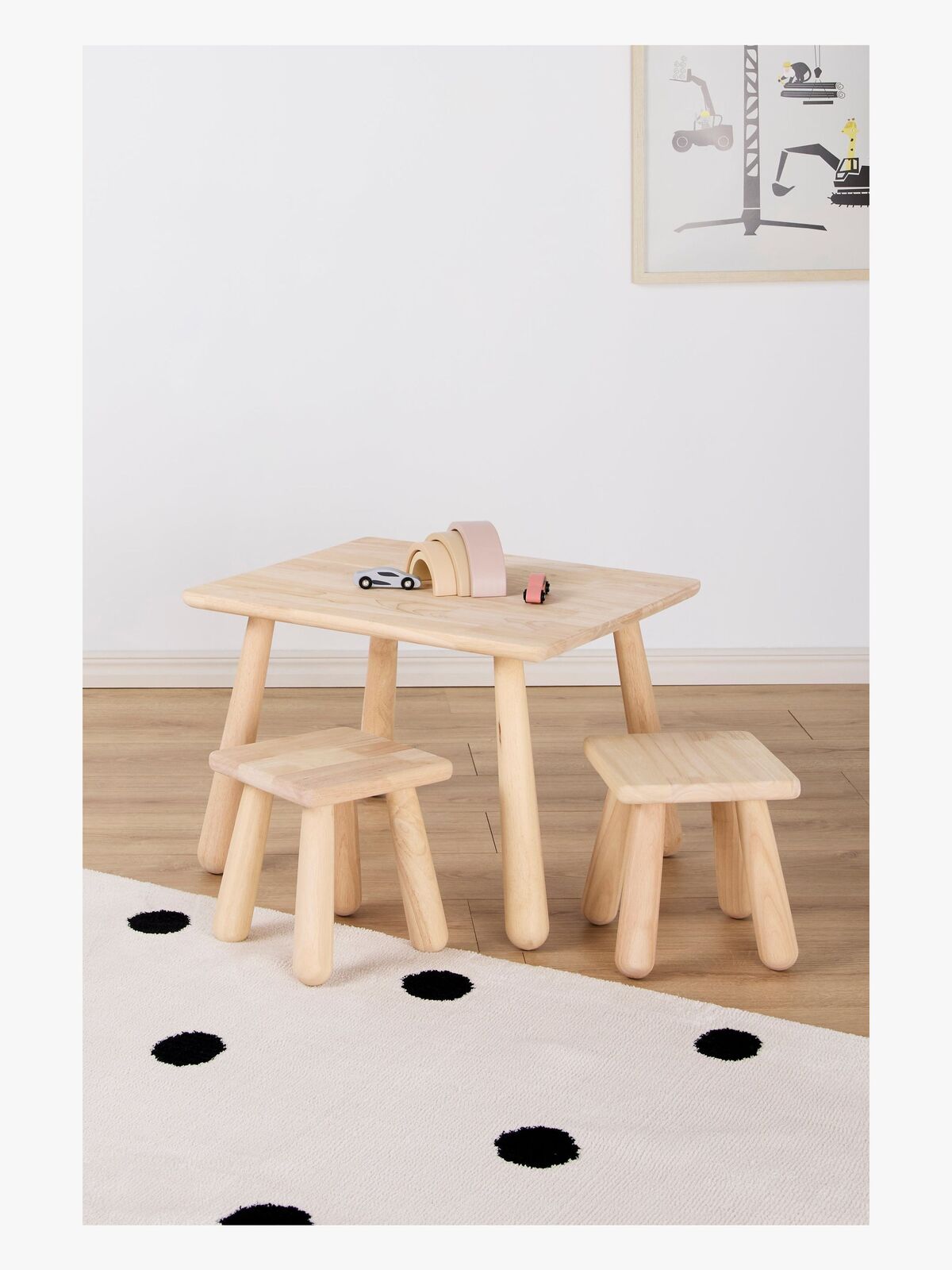 Minitude Nordic Rektangulärt Bord inkl. Fyrkantiga Stolar, Natur