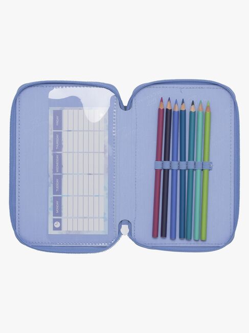 Beckmann Fylld Trippelpennfodral, Unicorn Princess Ice Blue