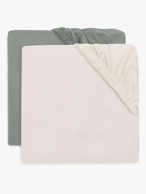 Jollein Dra-på-lakan 2-Pack 60x120, Sea Green/Ivory
