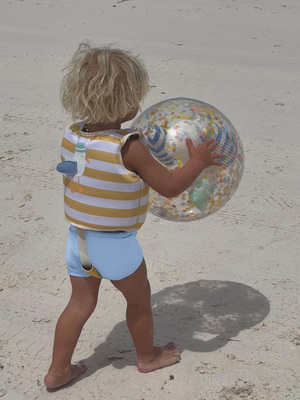 SUNNYLiFE Simväst, Sid the Seagull Mustard Stripe