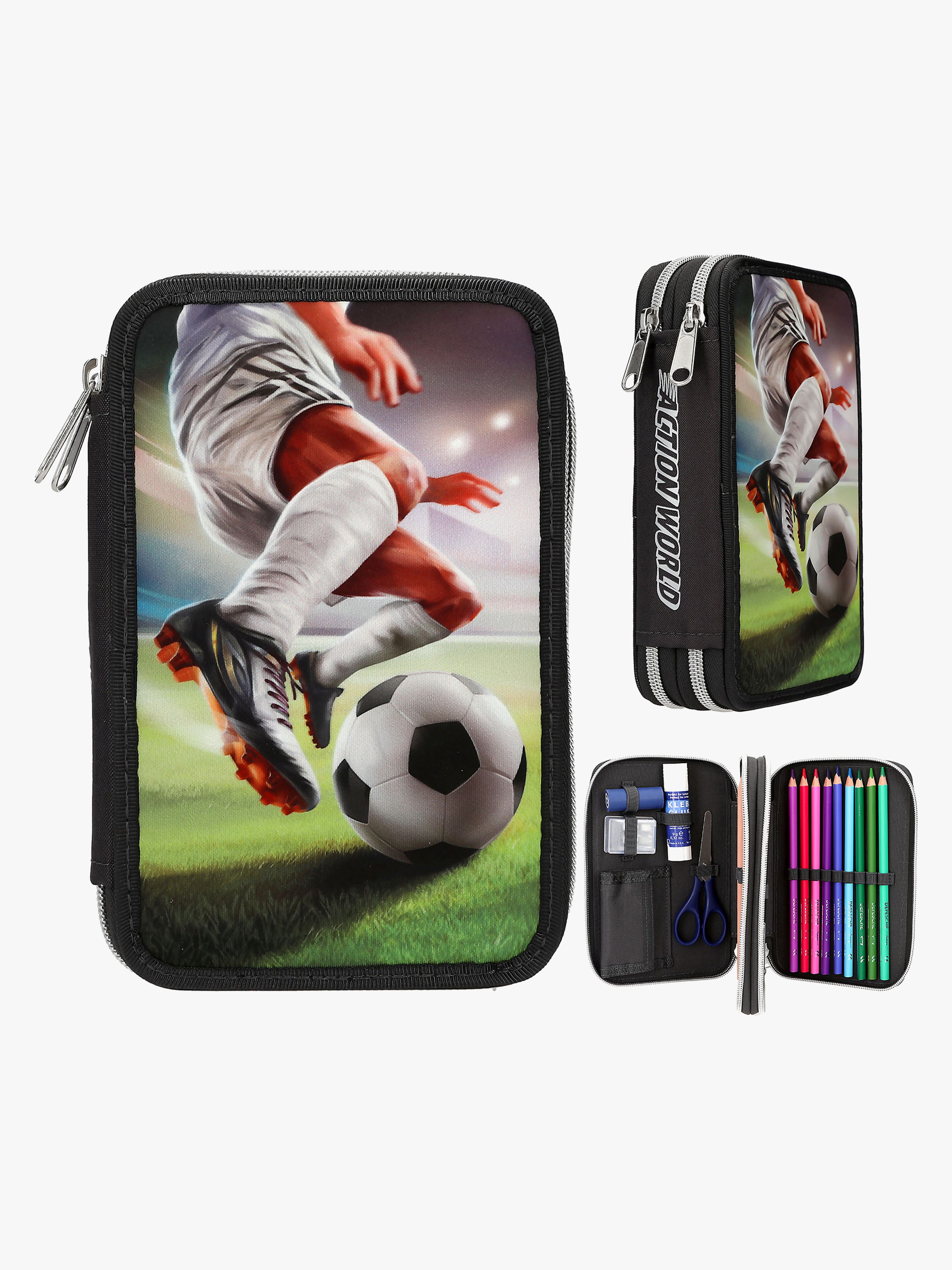 Dino World  Fyllt Dubbelpennfodral Fotboll