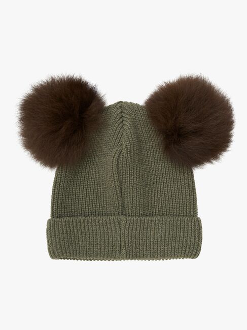 Huttelihut Mössa Merinoull med Pompoms Alpacka, Beetle