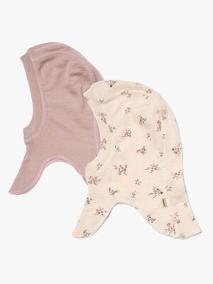Wheat Felix Balaklava Merinoull 2-Pack, Eggshell Flowers