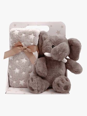 CarloBaby Fleecefilt och Gosedjur Elefant, Brun