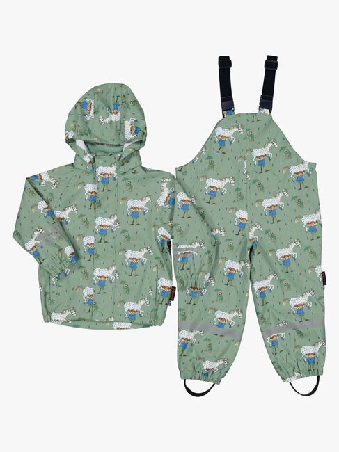 Geggamoja  Fodrat Regnställ Pippi Långstrump, Grön