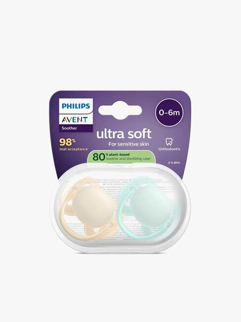 Philips Avent Ultra Soft Napp 0–6m 2-Pack, Ljusgul/Ljusgrön