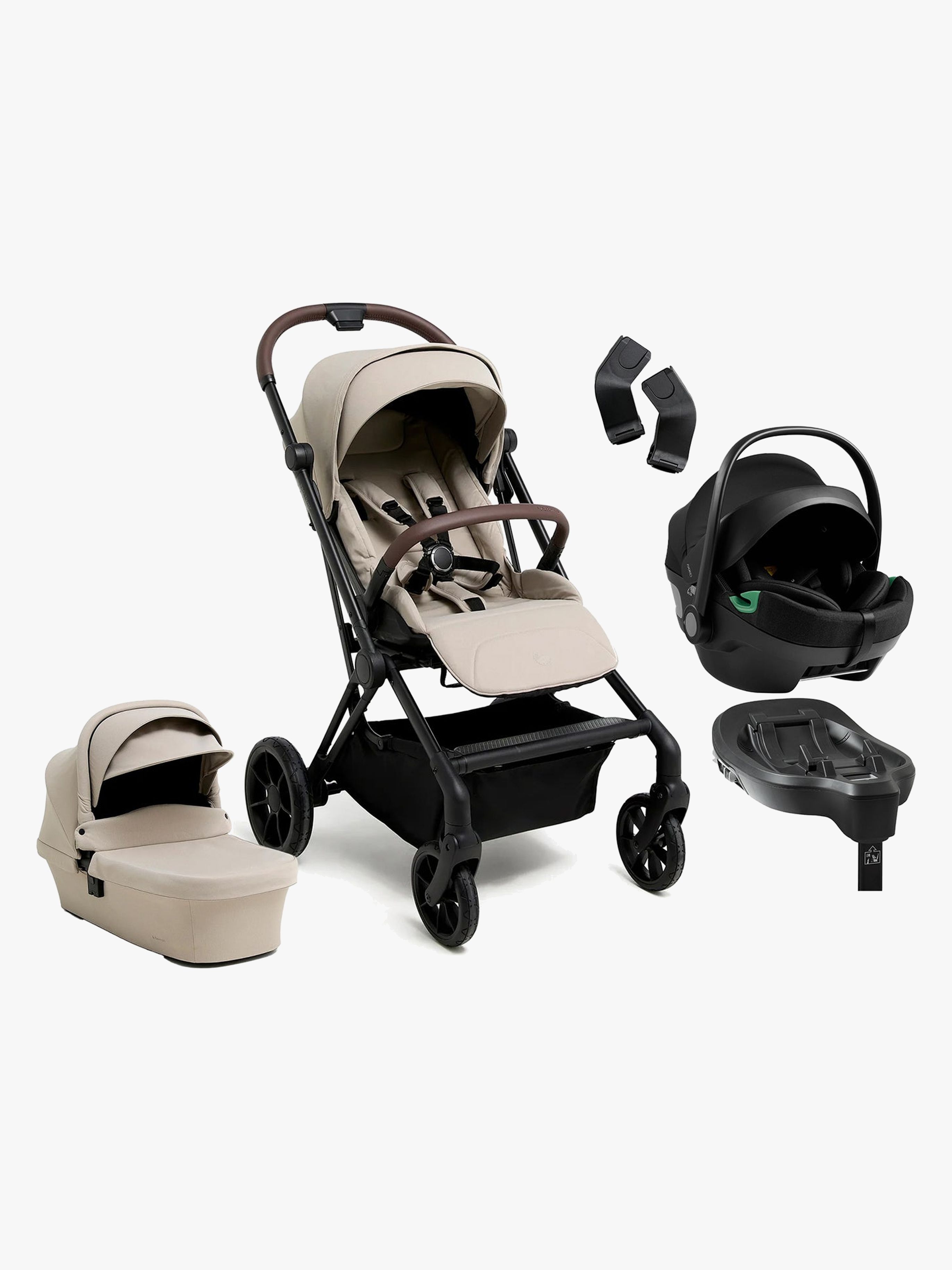 Beemoo Pro Twist Duovagn inkl. Axkid GOKID Babyskydd &  Bas, Latte Beige
