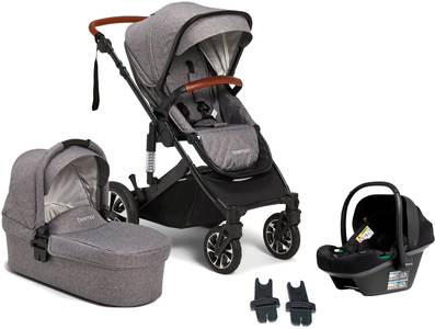 Beemoo Maxi 4 Duovagn Inkl. Beemoo Route i-Size Babyskydd, Grey Black/Black Stone