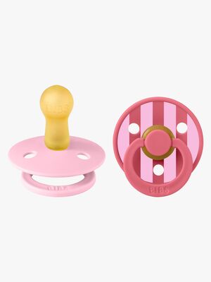 BIBS Studio Colour Block Napp 2-Pack Latex Stl 2, Baby Pink Coral Mix