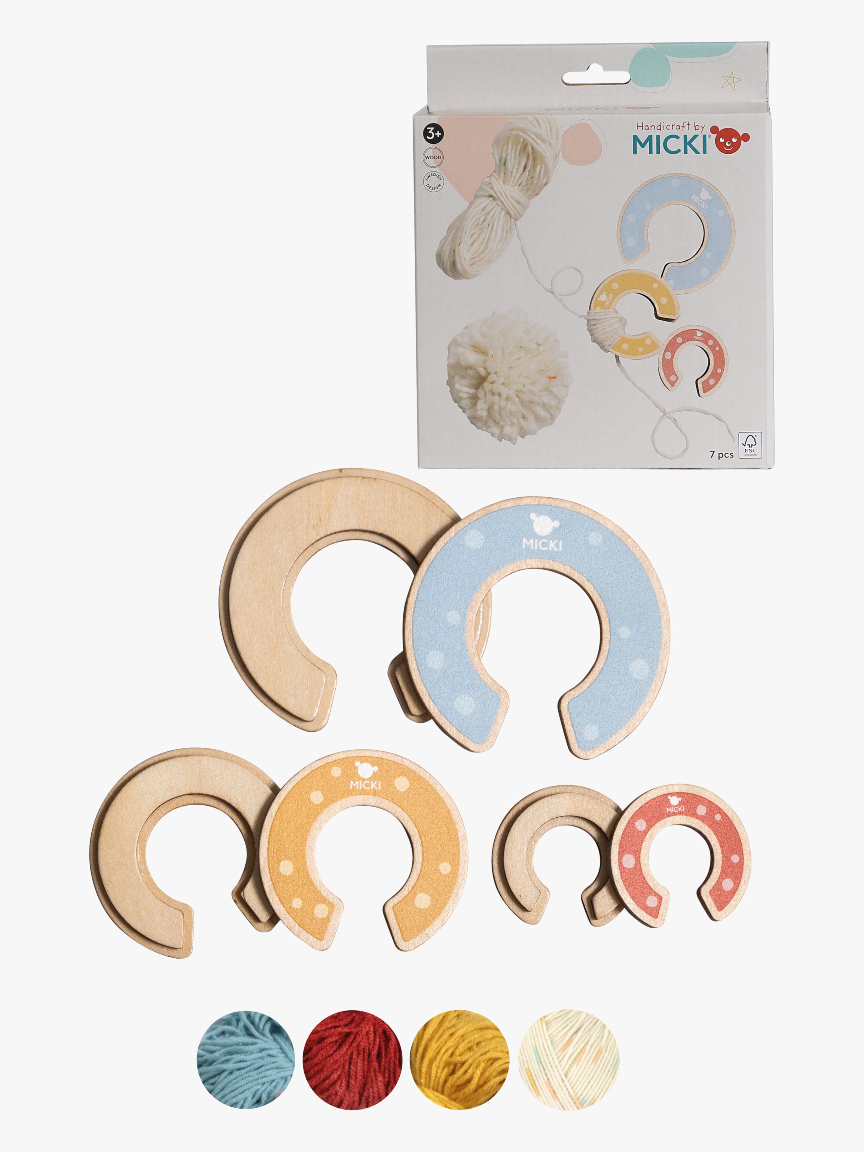 Micki Pompom 3-pack i Trä