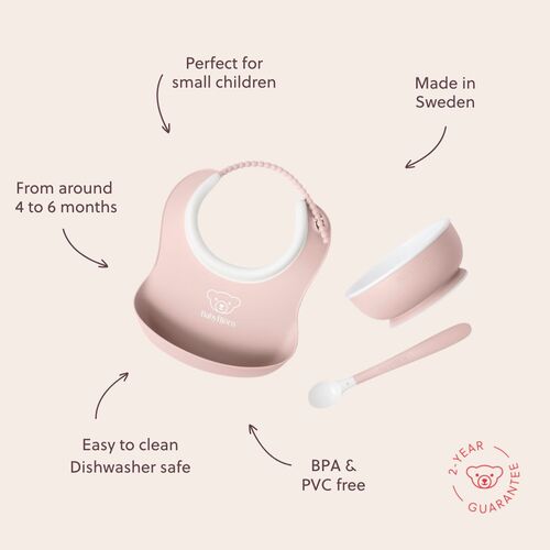 BabyBjörn Matset 3-delar, Blekrosa