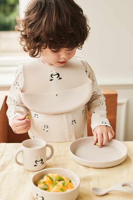 LIEWOOD Ember Mönstrad Haklapp 2-Pack, Panda/Sandy