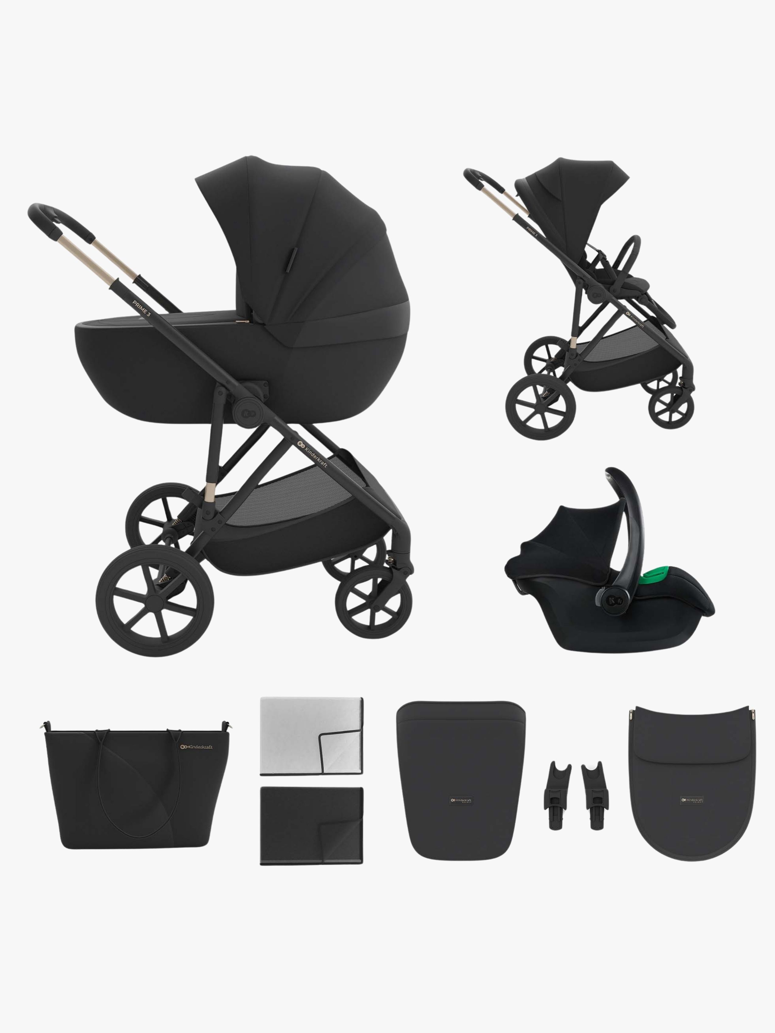 Kinderkraft Prime 3  3-i-1 Duovagn, Venezian Black