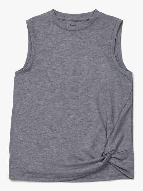 Hyperfied Jersey Knot Tank Top, Grey Melange