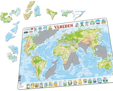Larsen Världskarta Rampussel 80 Bitar