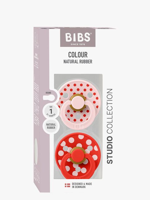 BIBS Studio Colour Polka Napp 2-Pack Latex Stl 1, Blossom/Candy Apple