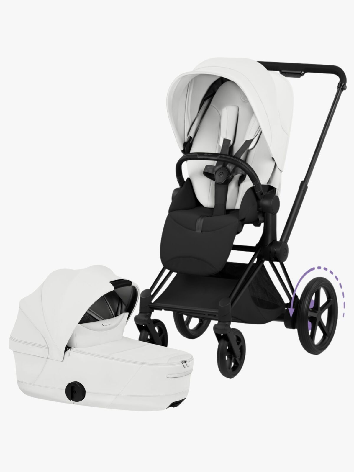 Cybex ePriam Style Duovagn, Matt Black/Off White